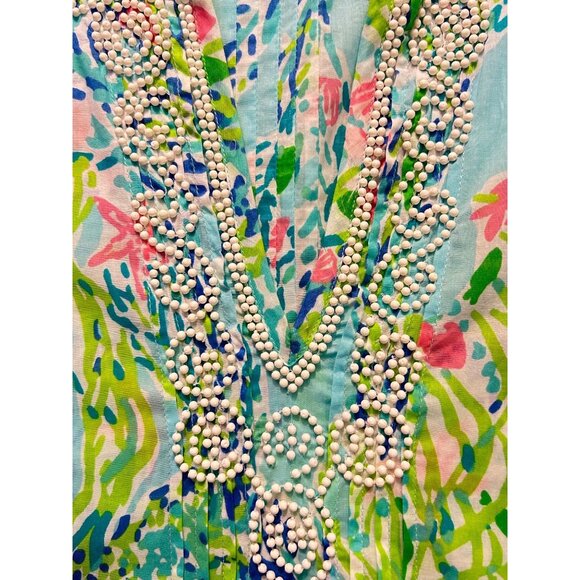 Lilly Pulitzer Blue Heaven Sarasota Beaded Tunic Top Small - Picture 4 of 5